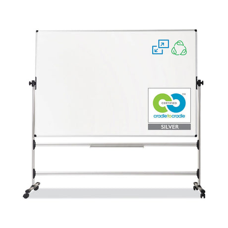 Earth Silver Easy Clean Mobile Revolver Dry Erase Boards, 36 x 48, White Surface, Silver Steel Frame