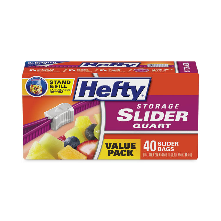Slider Stand and Fill Food Storage Bags, Quart, 8  x 7 , Clear, 40/Box