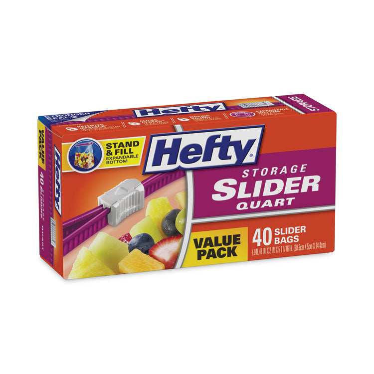 Slider Stand and Fill Food Storage Bags, Quart, 8  x 7 , Clear, 40/Box