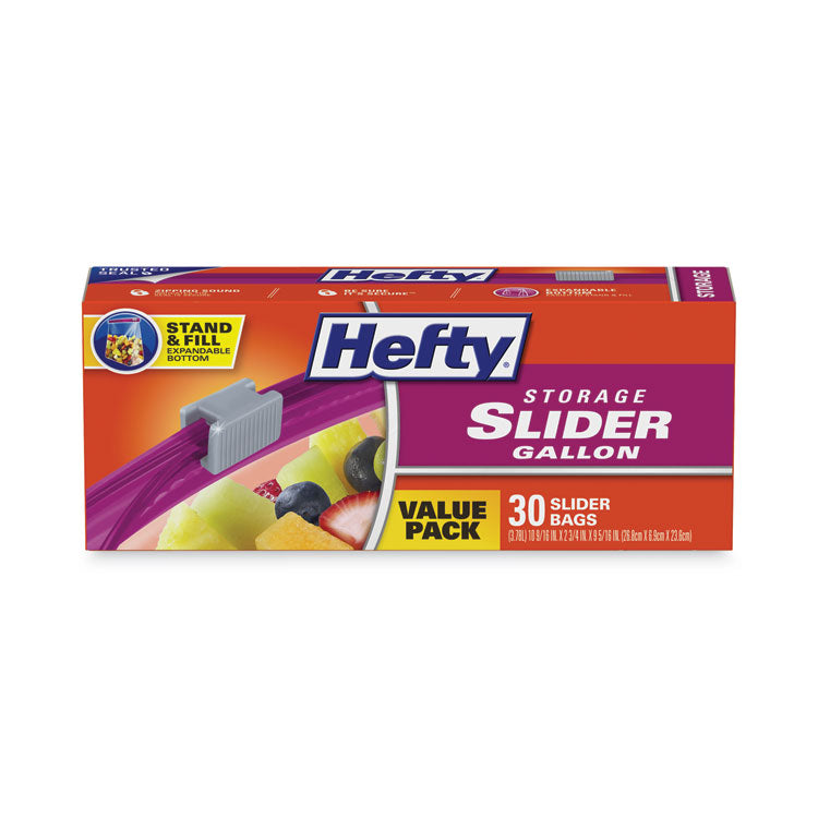 Slider Stand and Fill Food Storage Bags, Gallon, 10.56  x 11 , Clear, 30/Box