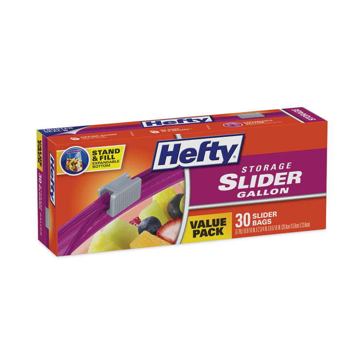 Slider Stand and Fill Food Storage Bags, Gallon, 10.56  x 11 , Clear, 30/Box