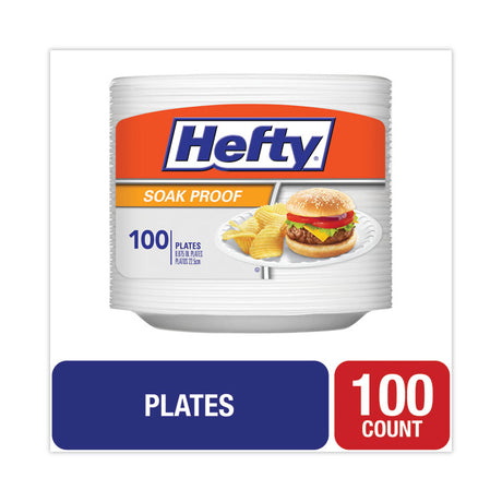 Soak Proof Tableware, Foam Plates, 8.88" dia, White, 100/Pack