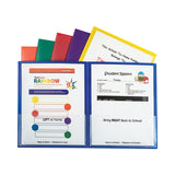 Classroom Connector Folders, 11 x 8.5, Clear/Assorted, 6/Pack