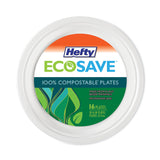 ECOSAVE Tableware, Plate, Bagasse, 10.13" dia, White, 16/Pack, 12 Packs/Carton