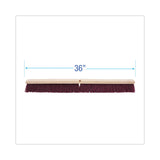 Floor Brush Head, 3.25" Maroon Stiff Polypropylene Bristles, 36" Brush