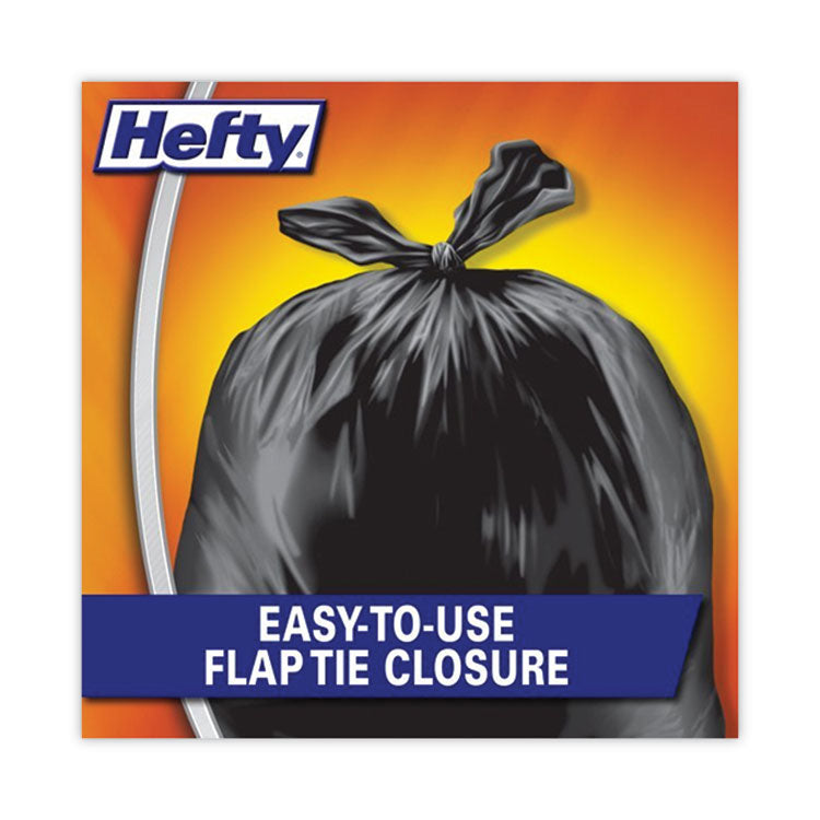Easy Flaps Trash Bags, Tie-Flap, 30 gal, 0.85 mil, 30  x 33 , Black, 40 Bags/Box, 6 Boxes/Carton