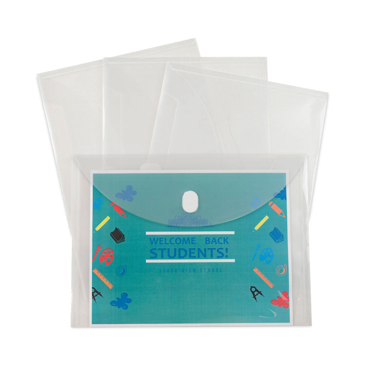 Reusable Poly Envelope, Hook/Loop Closure, 9.38 x 13, Clear, 5/Pack