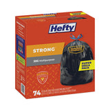 Strong Multipurpose Drawstring Trash Bags, 30 gal, 1.1 mil, 30  x 33 , Black, 74/Box