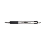 F-301 Ballpoint Pen, Retractable, Bold 1.6 mm, Black Ink, Stainless Steel/Black Barrel, 12/Pack