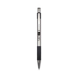 F-301 Ballpoint Pen, Retractable, Bold 1.6 mm, Black Ink, Stainless Steel/Black Barrel, 12/Pack