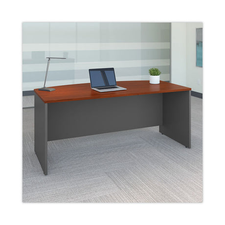 Series C Collection Bow Front Desk, 71.13" x 36.13" x 29.88", Hansen Cherry/Graphite Gray