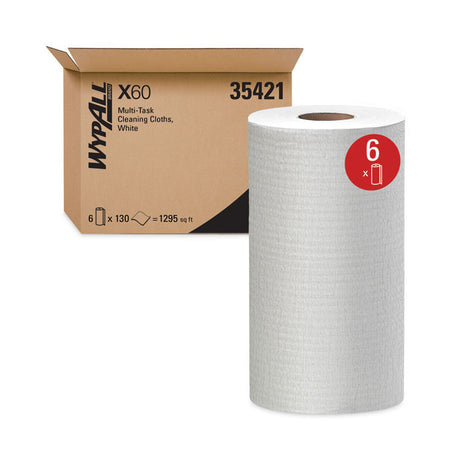 General Clean X60 Cloths, Small Roll, 13.5 x 19.6, White, 130/Roll, 6 Rolls/Carton