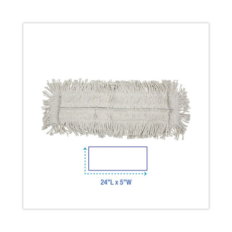 Disposable Cut End Dust Mop Head, Cotton/Synthetic, 24w x 5d, White