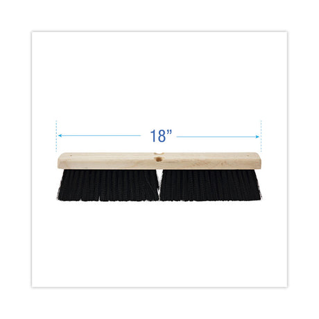 Floor Brush Head, 3" Black Medium Weight Polypropylene Bristles, 18" Brush