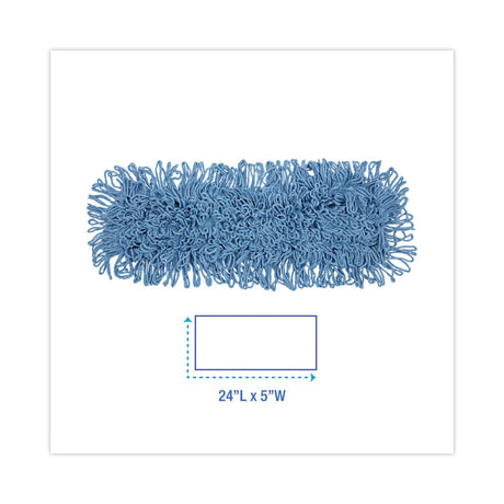 Mop Head, Dust, Looped-End, Cotton/Synthetic Fibers, 24 x 5, Blue