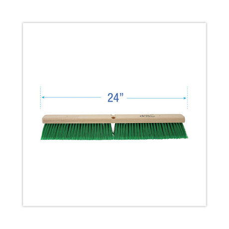 Floor Broom Head, 3" Green Flagged Recycled PET Plastic Bristles, 24" Brush