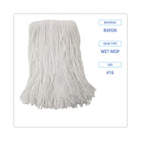 Mop Head, Value Standard Head, Rayon Fiber, Cut-End, Size No. 16, White, 12/Carton
