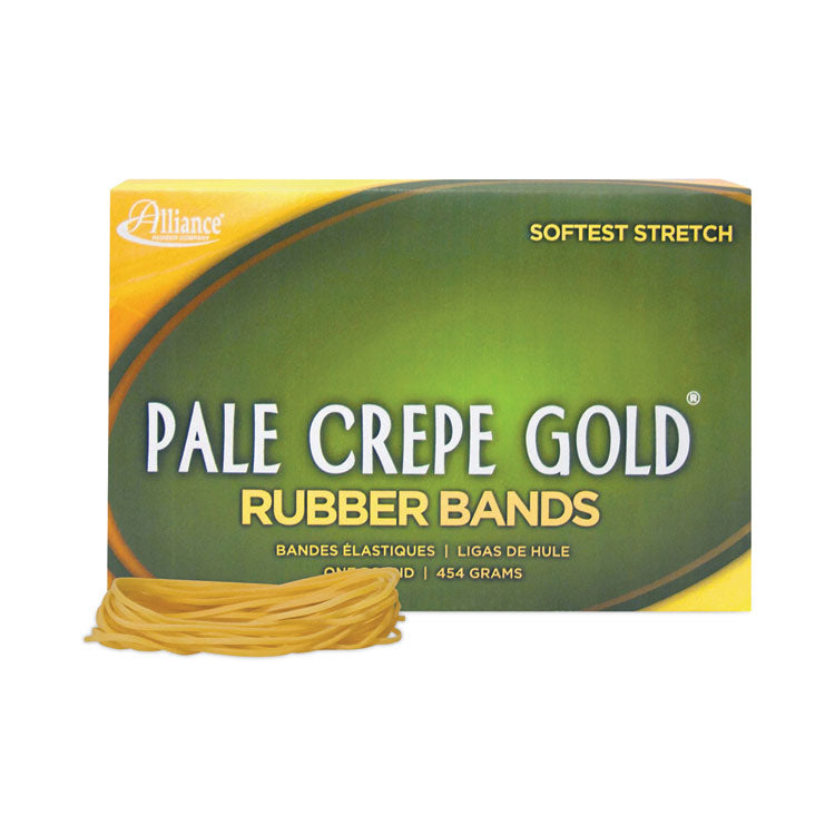 Pale Crepe Gold Rubber Bands, Size 19, 0.04" Gauge, Golden Crepe, 1 lb Box, 1,890/Box