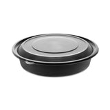 EarthChoice MealMaster Container with Lid, 48 oz, 10.13  Diameter x 2.13 h, 1-Compartment, Black/Clear, Plastic, 150/Carton