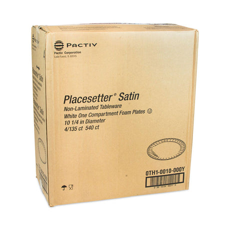 Placesetter Satin Non-Laminated Foam Dinnerware, Plate, 10.25  dia, White, 540/Carton