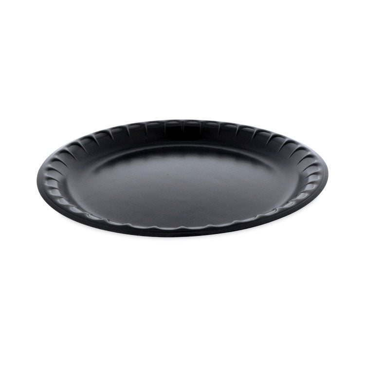 Placesetter Deluxe Laminated Foam Dinnerware, Plate, 10.25  dia, Black, 540/Carton