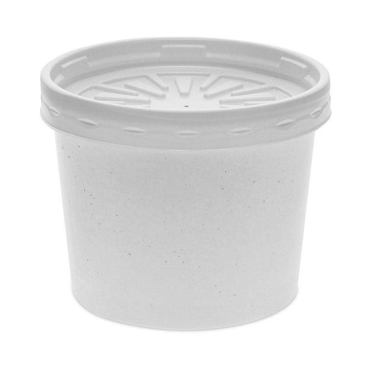 Paper Round Food Container and Lid Combo, 12 oz, 3.75" Diameter x 3h", White, 250/Carton