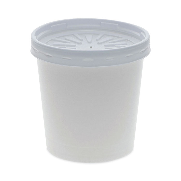 Paper Round Food Container and Lid Combo, 16 oz, 3.75  Diameter x 3.88h , White, 250/Carton