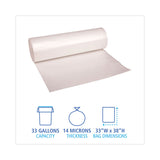 High-Density Can Liners, 33 gal, 14 mic, 33  x 38 , Natural, Perforated Roll, 25 Bags/Roll, 10 Rolls/Carton
