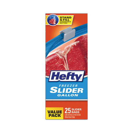 Slider Stand and Fill Freezer Storage Bags, 1 gal, 10.56  x 11 , Clear, 25 Bags/Box, 9 Boxes/Carton