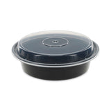 Newspring VERSAtainer Microwavable Containers, 24 oz, 7" Diameter, Black/Clear, Plastic, 150/Carton