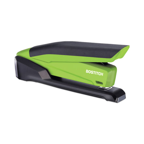 InPower One-Finger 3-in-1 Desktop Stapler with Antimicrobial Protection, 20-Sheet Capacity, Green/Black