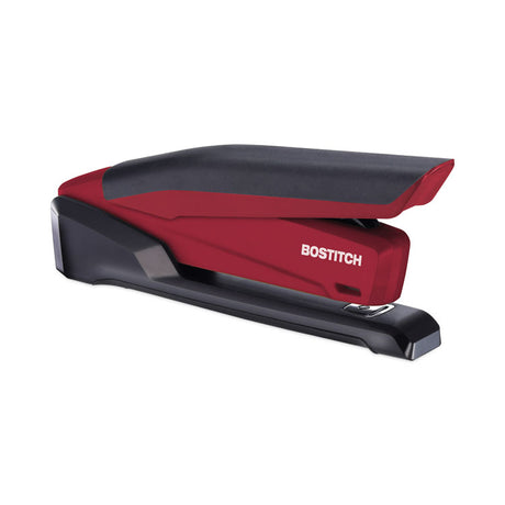 InPower One-Finger 3-in-1 Desktop Stapler with Antimicrobial Protection, 20-Sheet Capacity, Red/Black