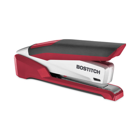 InPower One-Finger 3-in-1 Desktop Stapler with Antimicrobial Protection, 28-Sheet Capacity, Red/Silver