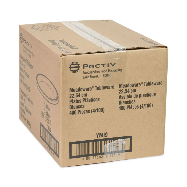 Meadoware Impact Plastic Dinnerware, Plate, 8.88  dia, White, 400/Carton