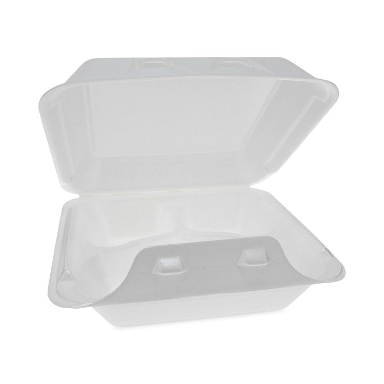 SmartLock Foam Hinged Lid Container, Medium, 3-Compartment, 8 x 8.5 x 3, White, 150/Carton