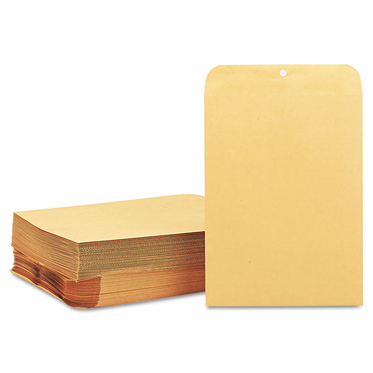 Clasp Envelope, 28 lb Bond Weight Kraft, #90, Cheese Blade Flap, Clasp/Gummed Closure, 9 x 12, Brown Kraft, 100/Box