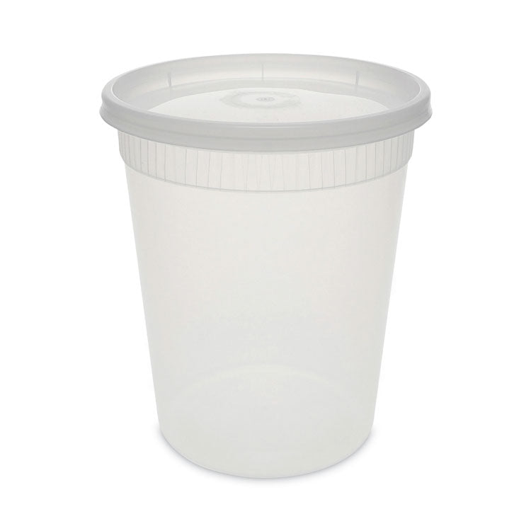 Newspring DELItainer Microwavable Container, 32 oz, 4 .55 Diameter x 5.55 h, Clear, Plastic, 240/Carton