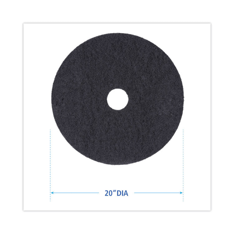 Stripping Floor Pads, 20" Diameter, Black, 5/Carton