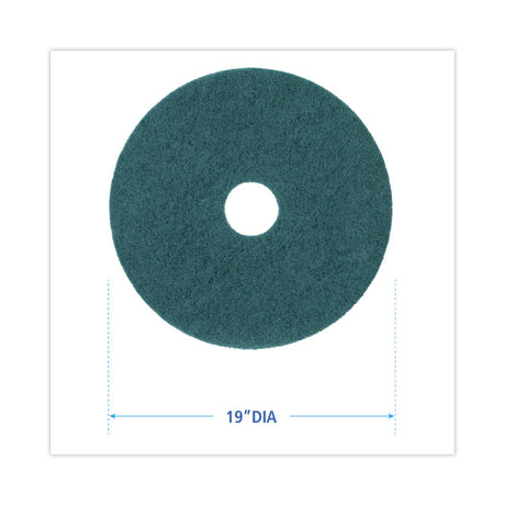 Heavy-Duty Scrubbing Floor Pads, 19" Diameter, Green, 5/Carton