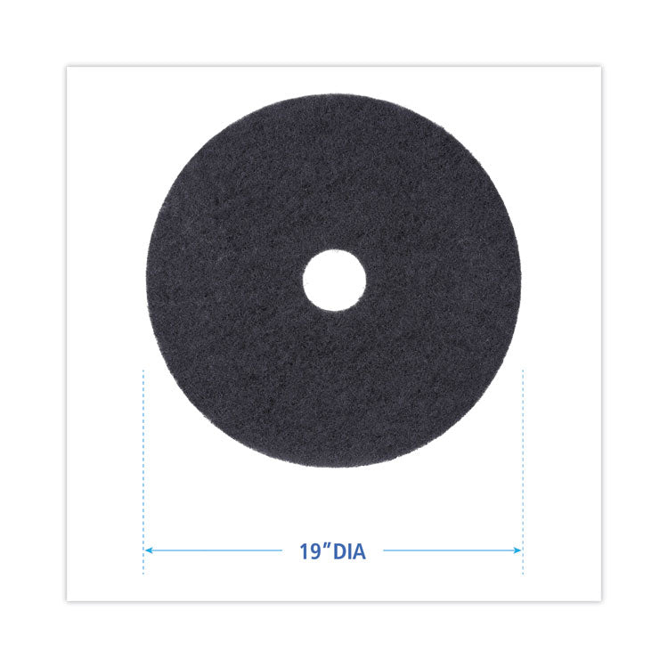 Stripping Floor Pads, 19" Diameter, Black, 5/Carton