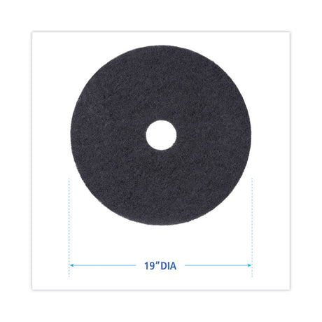 Stripping Floor Pads, 19" Diameter, Black, 5/Carton