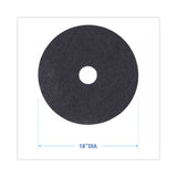 Stripping Floor Pads, 18" Diameter, Black, 5/Carton