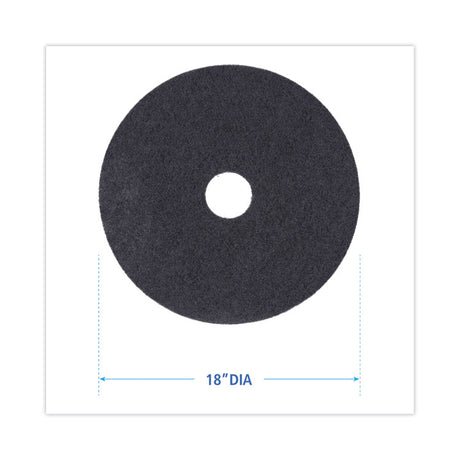 Stripping Floor Pads, 18" Diameter, Black, 5/Carton