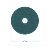 Heavy-Duty Scrubbing Floor Pads, 17" Diameter, Green, 5/Carton