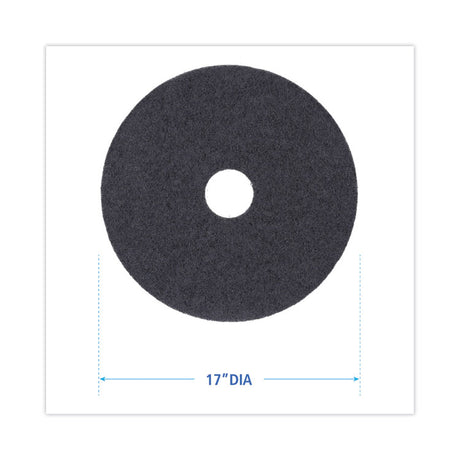 Stripping Floor Pads, 17" Diameter, Black, 5/Carton