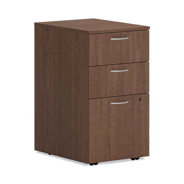 Mod Mobile Pedestal, Left or Right, 3-Drawers: Box/Box/File, Legal/Letter, Sepia Walnut, 15  x 20  x 28