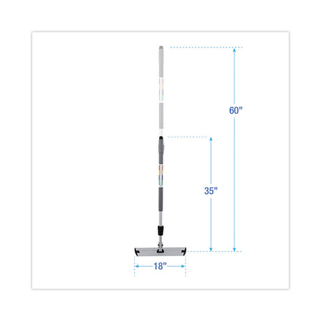 Microfiber Cleaning Kit, 18" Wide Blue/Green Microfiber Head, 35" to 60" Gray Aluminum Handle