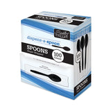 Dispens-a Spoon, Individually Wrapped, Mediumweight, Teaspoons, Black, 100/Box