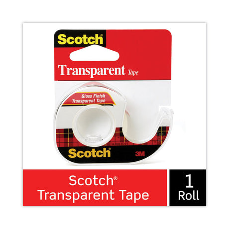 Transparent Tape In Handheld Dispenser, 1" Core, 0.5" x 37.5 ft, Transparent