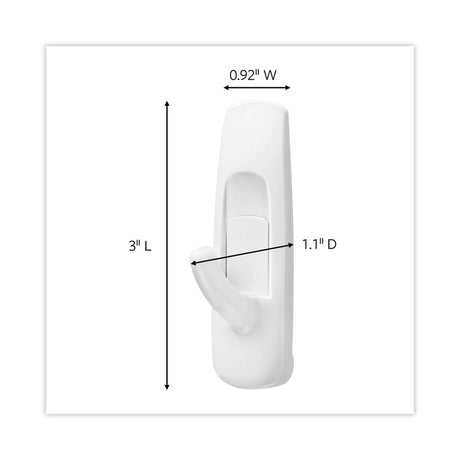 General Purpose Hooks, Medium, Plastic, White, 3 lb Capacity, 37 Hooks and 48 Strips/Pack